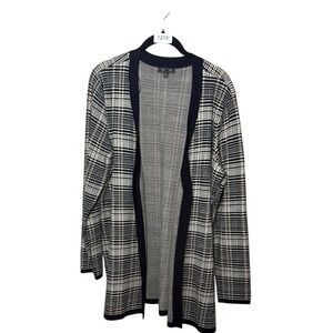 Lety & Me XL Black Plaid‎ Open Front Cardigan Duster